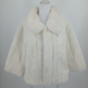 Calvin Klein Faux Fur Cropped Jacket Womens Small Cream Winter Glam Coquette